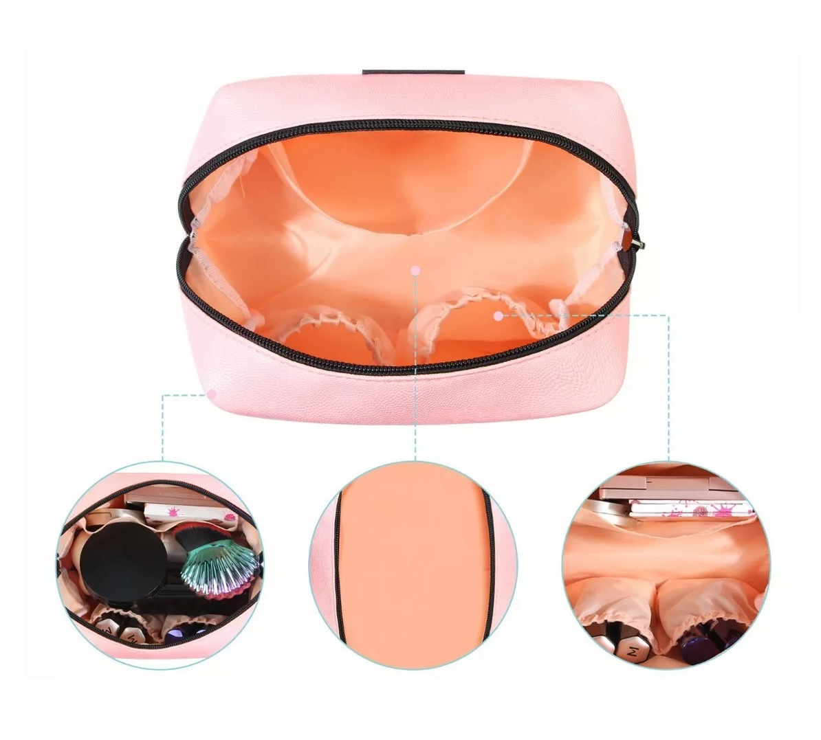 Foto 4 pulgar | Cosmetiquera De Viaje Portátil Para Dama, Color Rosa