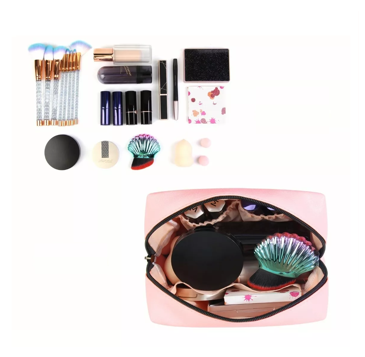 Foto 4 | Cosmetiquera De Viaje Portátil Para Dama, Color Rosa