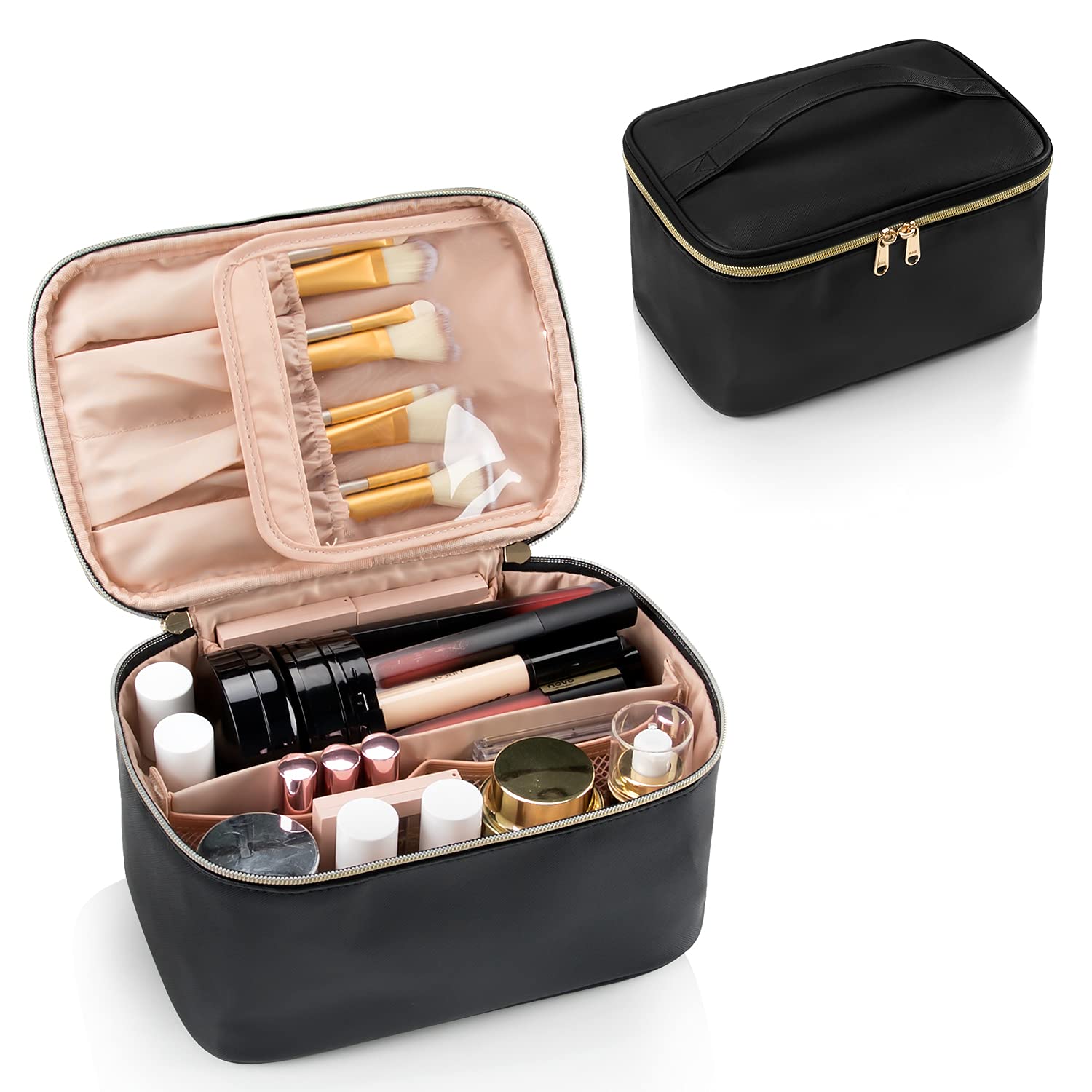 Foto 2 pulgar | Bolsa De Maquillaje Ocheal Portátil Para Cosméticos De Gran Capacidad, Color Negro - Venta Internacional.