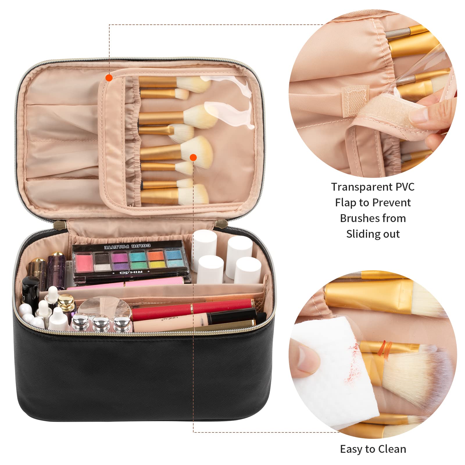 Foto 3 pulgar | Bolsa De Maquillaje Ocheal Portátil Para Cosméticos De Gran Capacidad, Color Negro - Venta Internacional.
