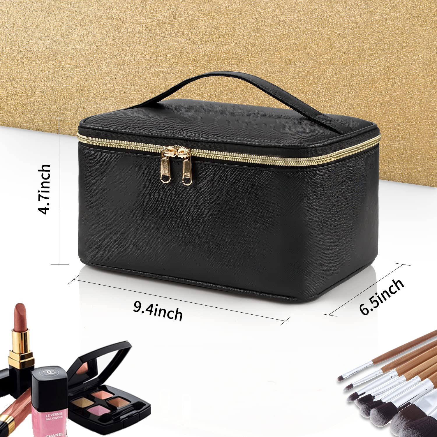Foto 6 pulgar | Bolsa De Maquillaje Ocheal Portátil Para Cosméticos De Gran Capacidad, Color Negro - Venta Internacional.