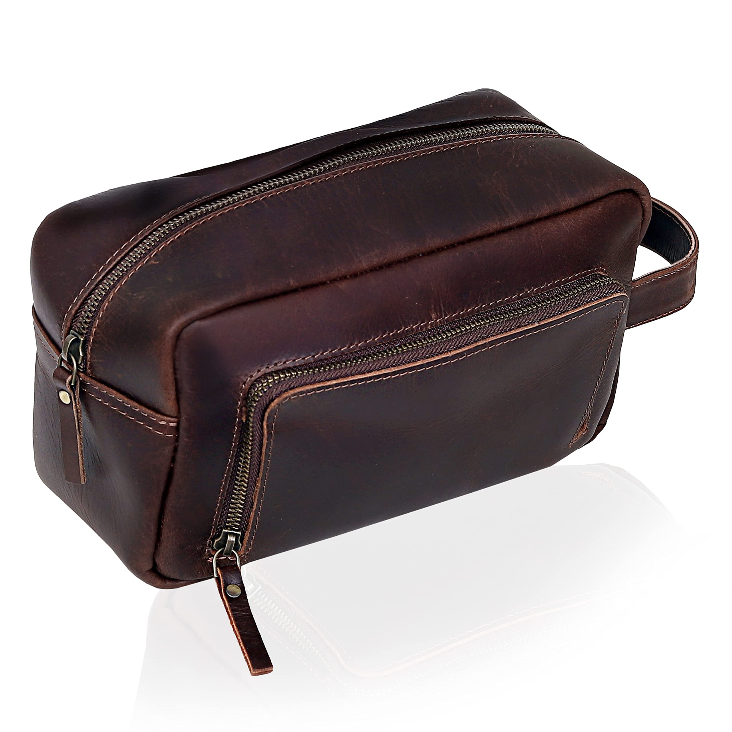 Foto 2 pulgar | Neceser de Cuero Doble Cierre y Bolsillo Exterior para Hombre -  Venta Internacional