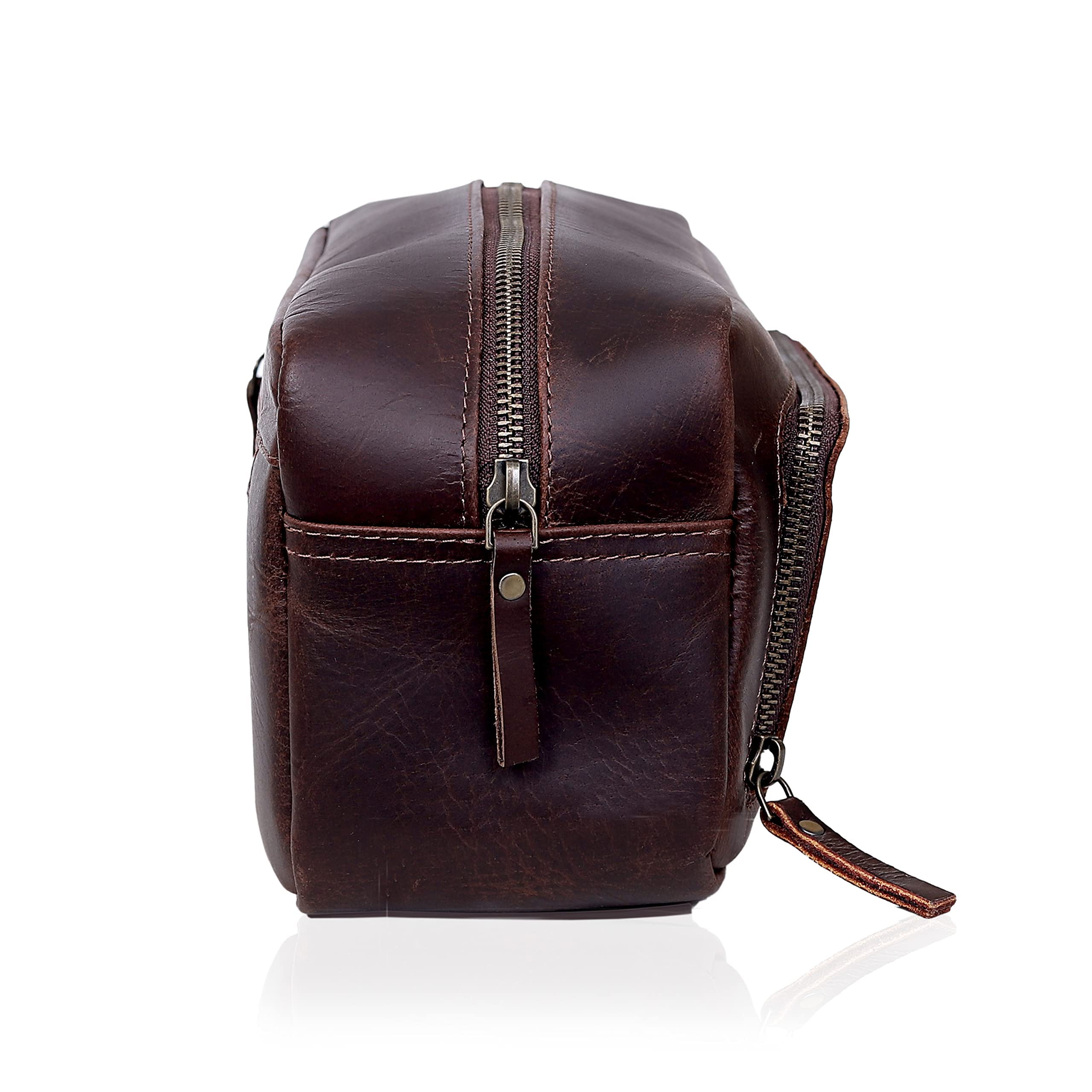 Foto 4 pulgar | Neceser de Cuero Doble Cierre y Bolsillo Exterior para Hombre -  Venta Internacional