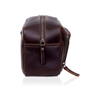 Foto 3 | Neceser de Cuero Doble Cierre y Bolsillo Exterior para Hombre - Venta Internacional