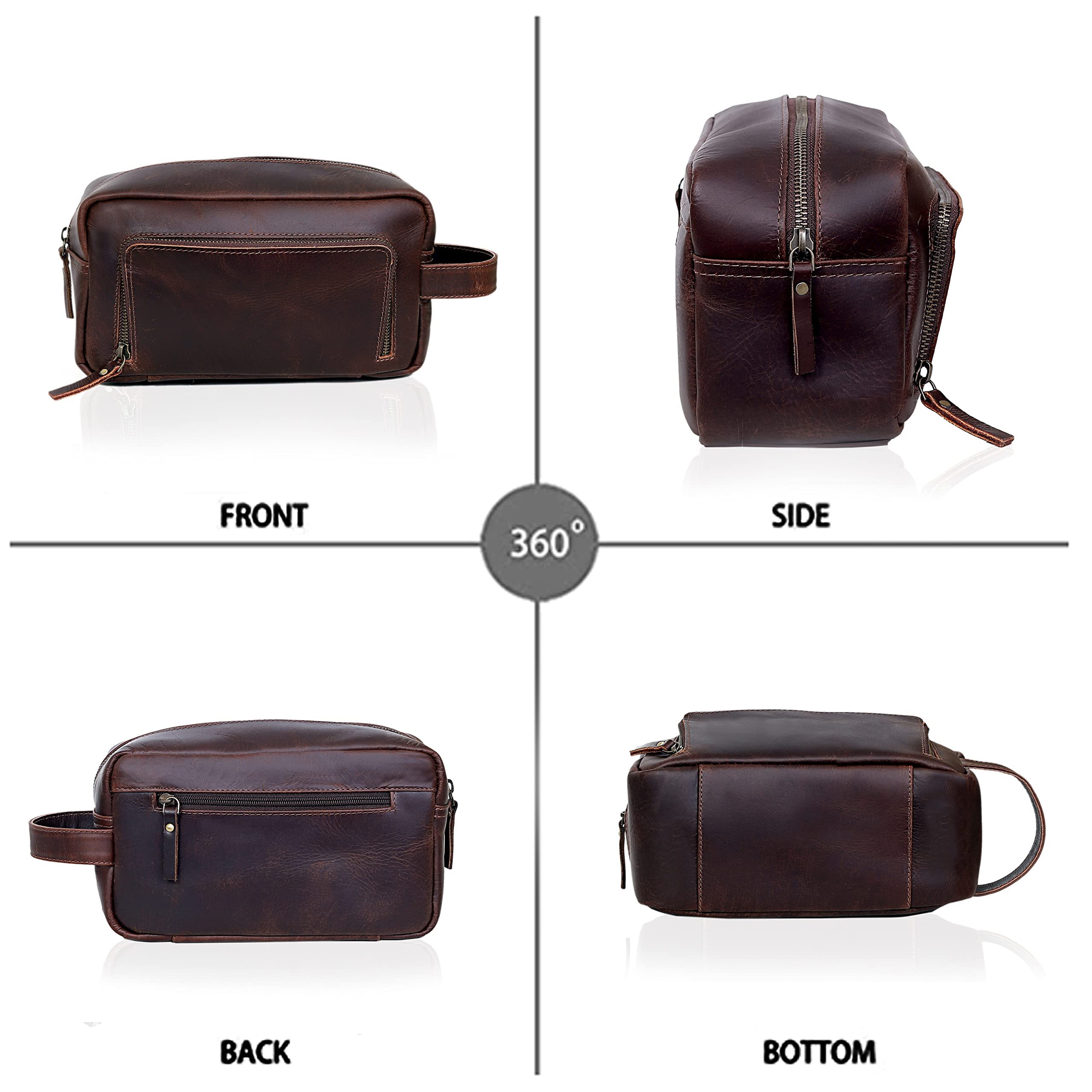 Foto 6 pulgar | Neceser de Cuero Doble Cierre y Bolsillo Exterior para Hombre -  Venta Internacional