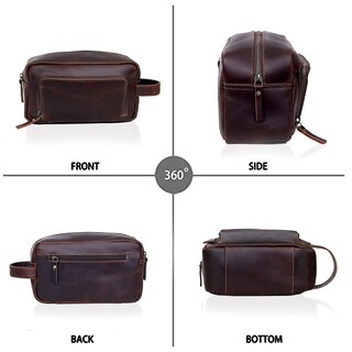 Foto 5 | Neceser de Cuero Doble Cierre y Bolsillo Exterior para Hombre - Venta Internacional