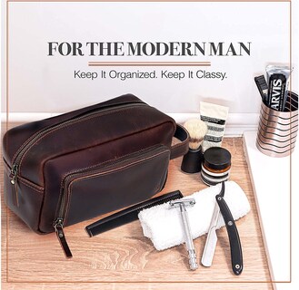 Foto 7 | Neceser de Cuero Doble Cierre y Bolsillo Exterior para Hombre - Venta Internacional