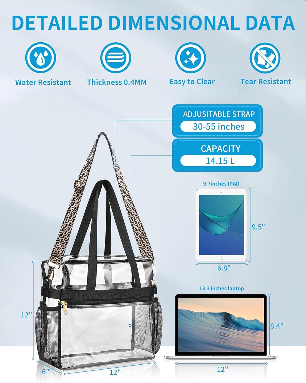 Foto 2 | Bolsa Transparente Paxiland Para Estadio, 30 X 15 X 30 Cm - Venta Internacional.