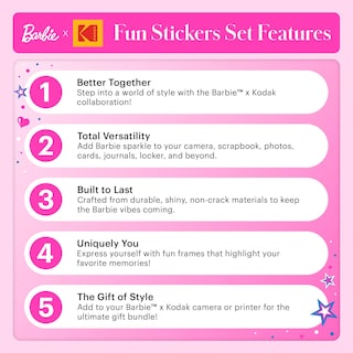 Foto 5 | Juego De Pegatinas Kodak X Barbie Coloridas Y Decorativas, Más De 50 Pegatinas - Venta Internacional.