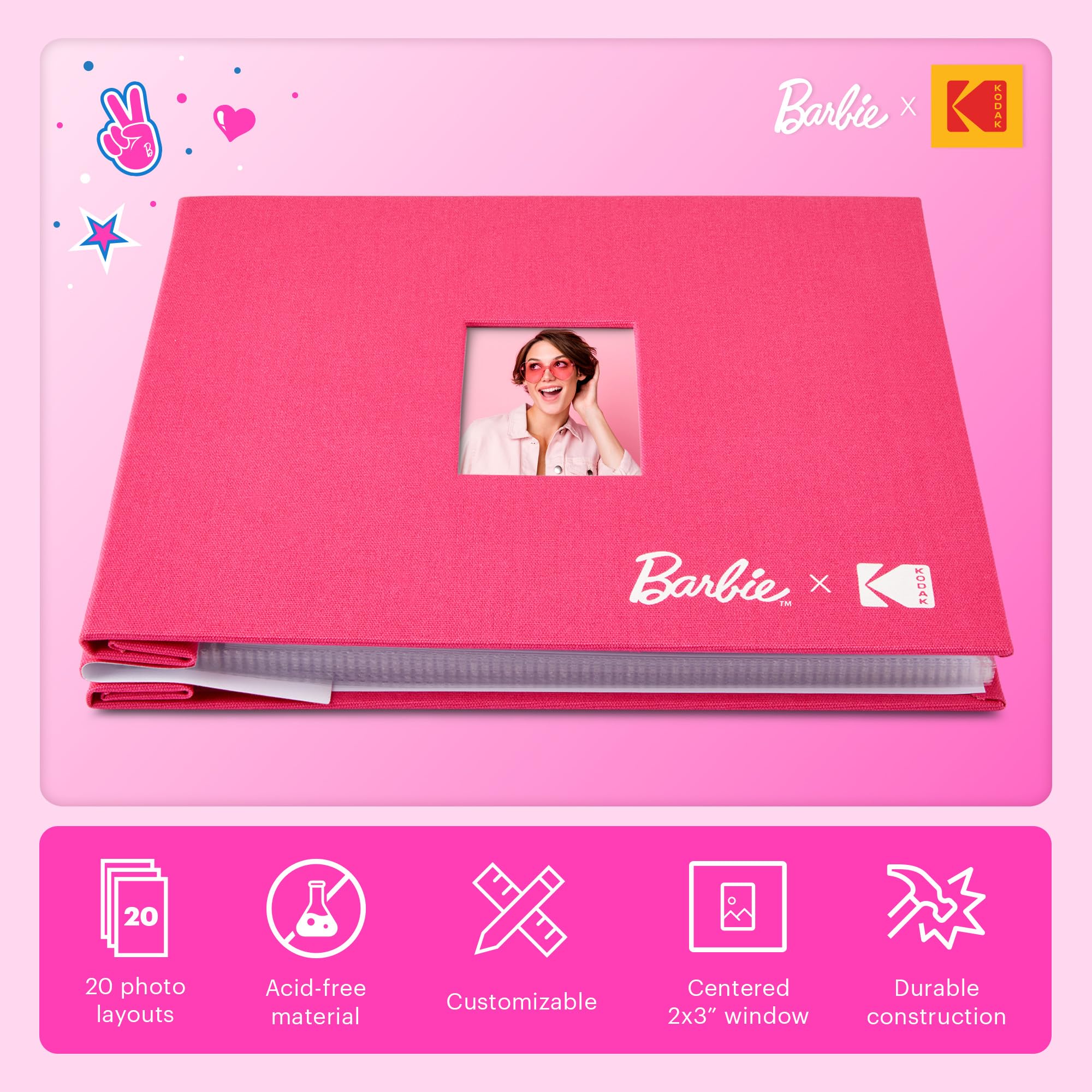 Foto 3 pulgar | Álbum De Fotos Kodak X Barbie, 20 X 20 Cm, Color Rosa, Para Zink - Venta Internacional.