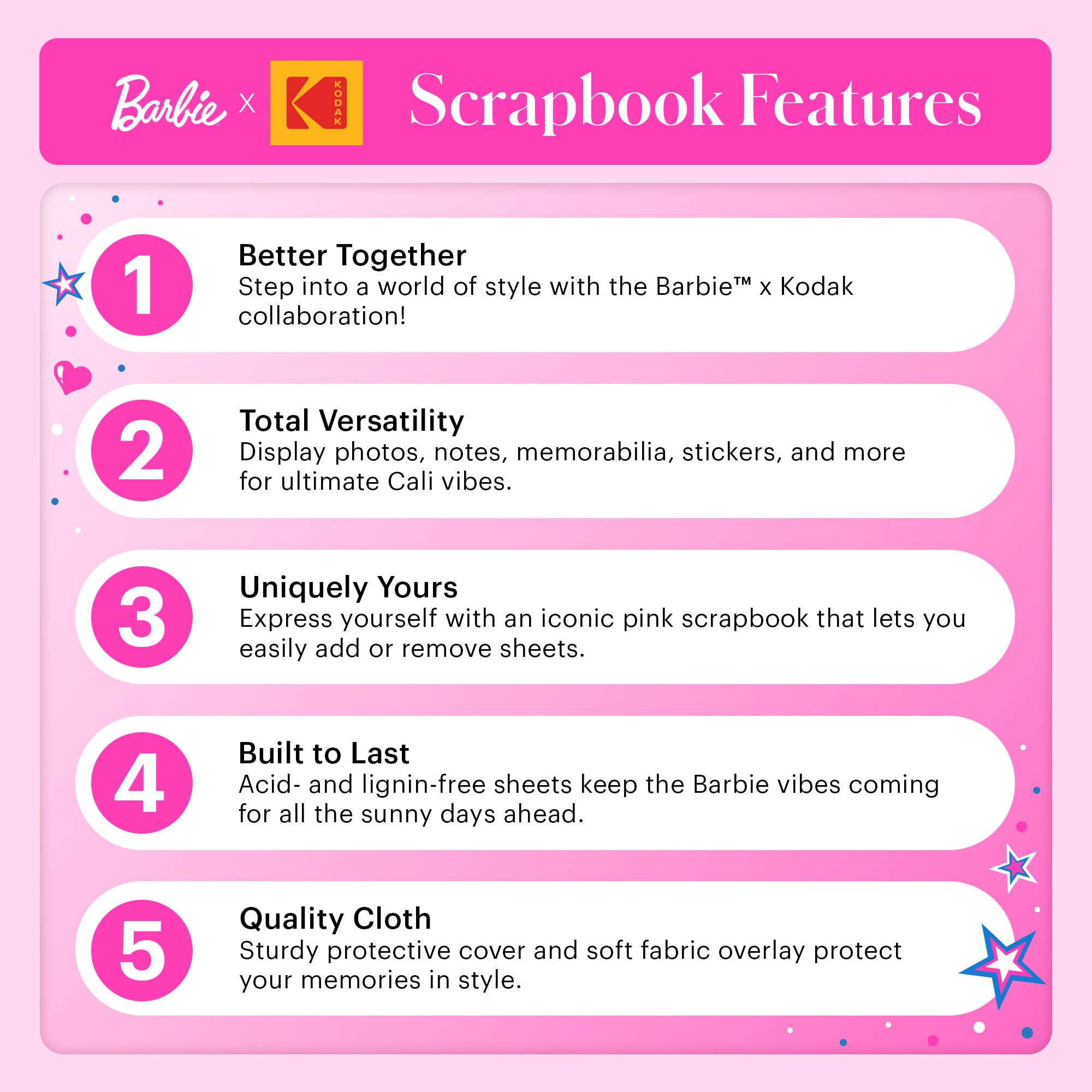 Foto 5 | Álbum De Fotos Kodak X Barbie, 20 X 20 Cm, Color Rosa, Para Zink - Venta Internacional.