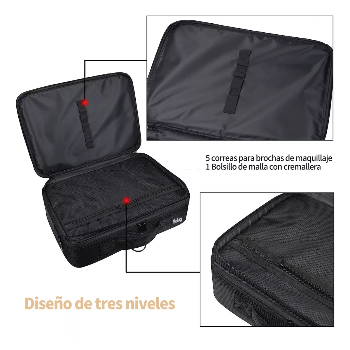 Foto 3 pulgar | Estuche De Maquillaje Belug Para Viaje Negro