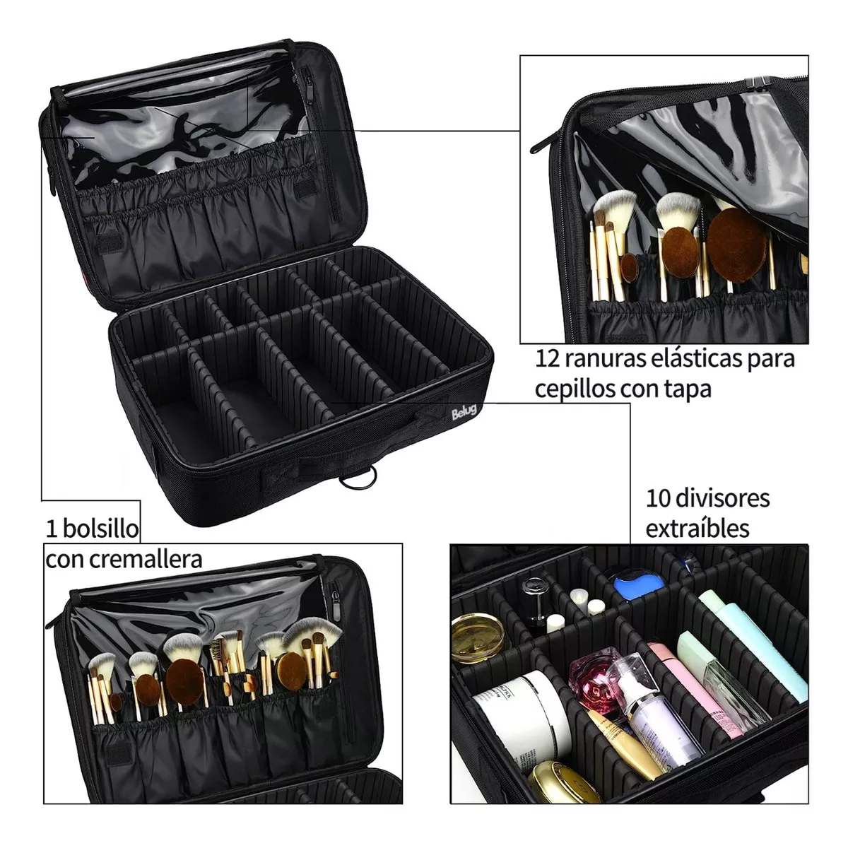 Foto 4 pulgar | Estuche De Maquillaje Belug Para Viaje Negro