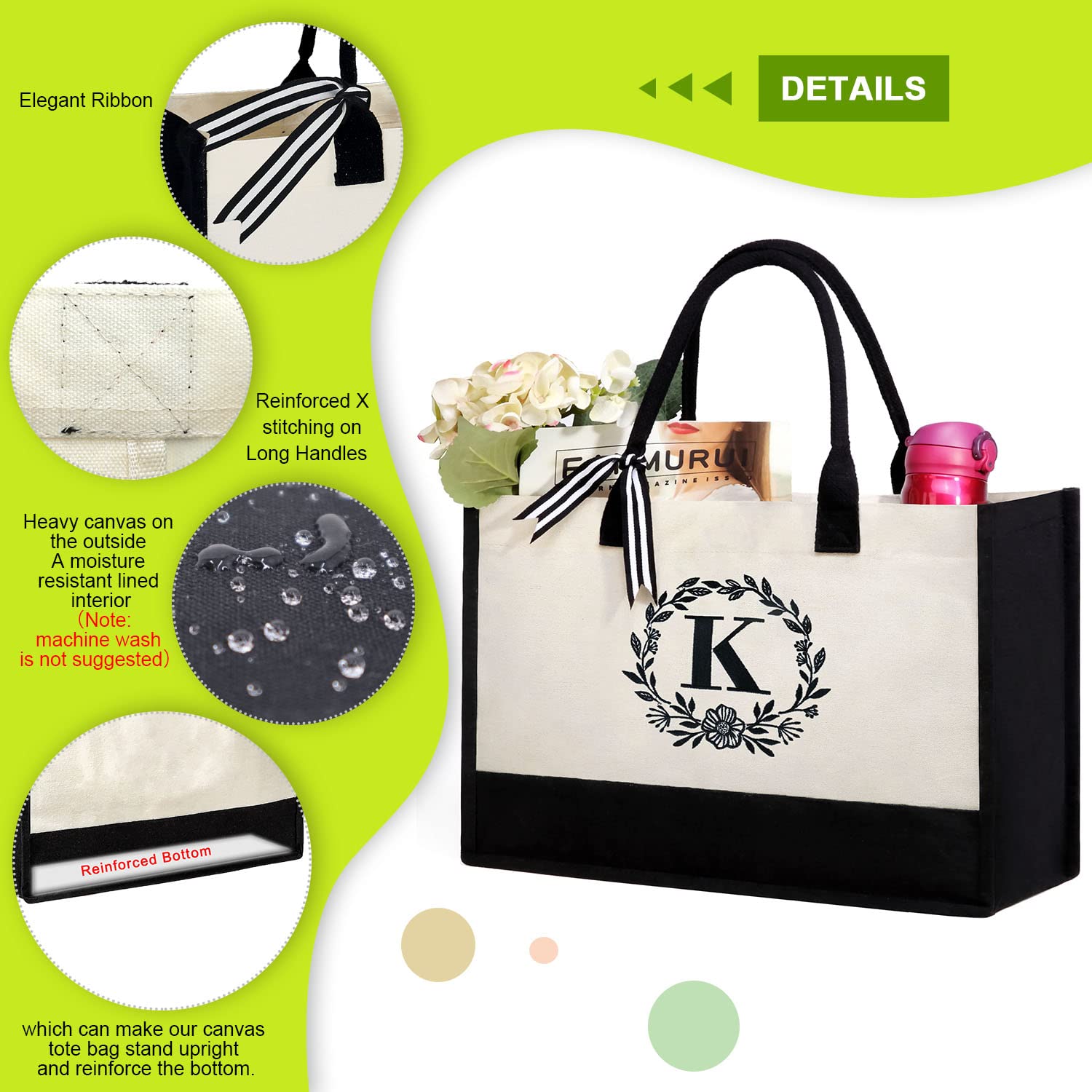 Foto 3 | Bolso De Mano Beegreen Con La Letra K Bordada Con La Inicial Para Mujer - Venta Internacional.