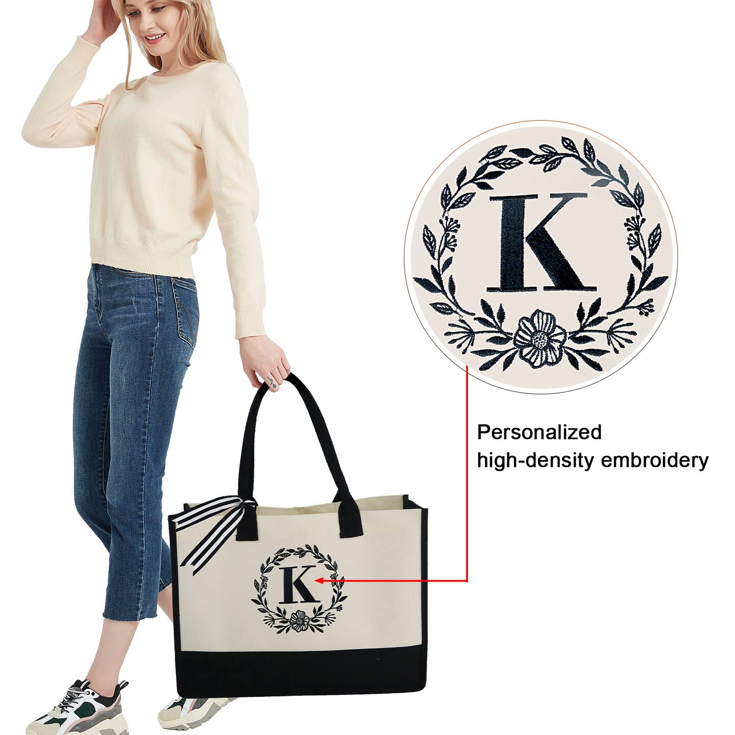 Foto 6 pulgar | Bolso De Mano Beegreen Con La Letra K Bordada Con La Inicial Para Mujer - Venta Internacional.