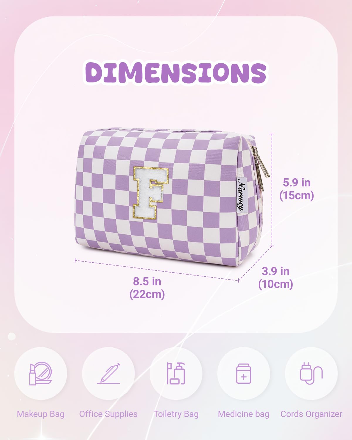 Foto 6 pulgar | Bolsa De Maquillaje Narwey Con Inicial Morada Personalizada, Letra F - Venta Internacional.