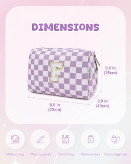 Foto 5 | Bolsa De Maquillaje Narwey Con Inicial Morada Personalizada, Letra F - Venta Internacional.
