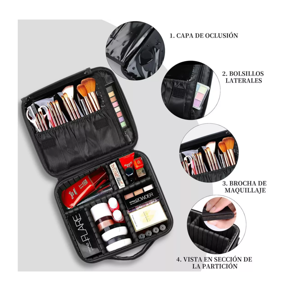 Foto 5 pulgar | Estuche Organizador De Maquillaje De Viaje Para Cosméticos,  Belug Negro