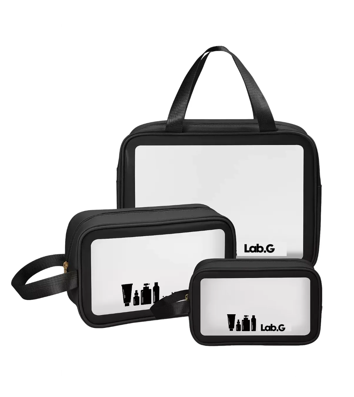 Estuches De Maquillaje Lab.g Bolsa Cosmetiquera Set 3 Neceser, Negro