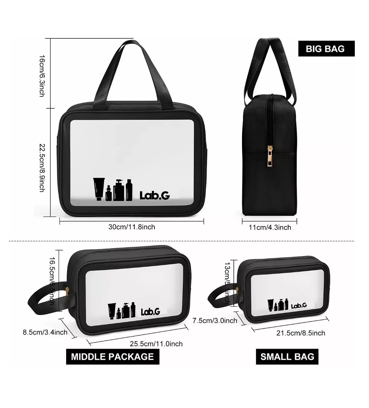 Foto 3 pulgar | Estuches De Maquillaje Lab.g Bolsa Cosmetiquera Set 3 Neceser, Negro