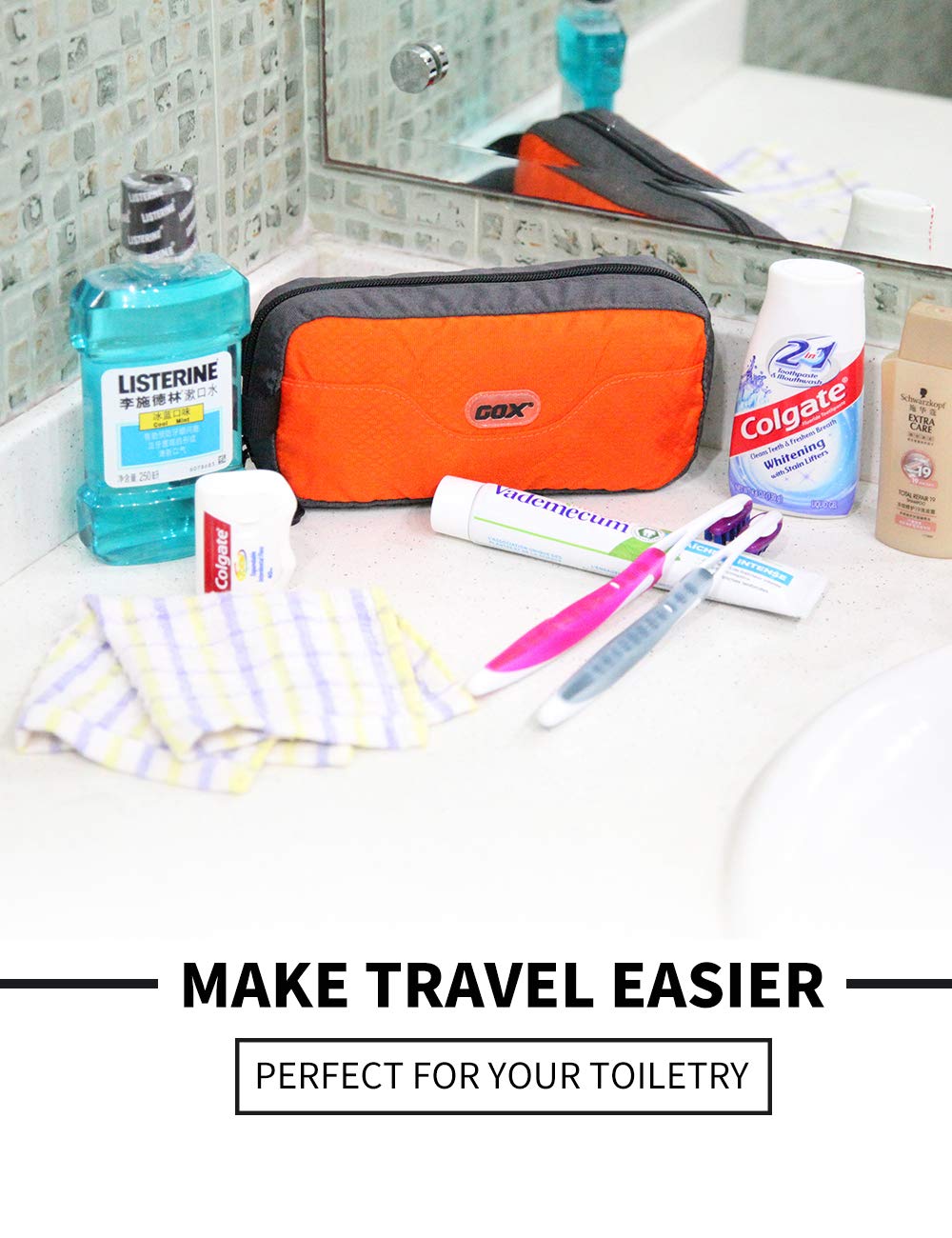 Foto 3 pulgar | Neceser De Viaje Gox Dopp Kit - Funda Para Hombre, Color Naranja - Venta Internacional.