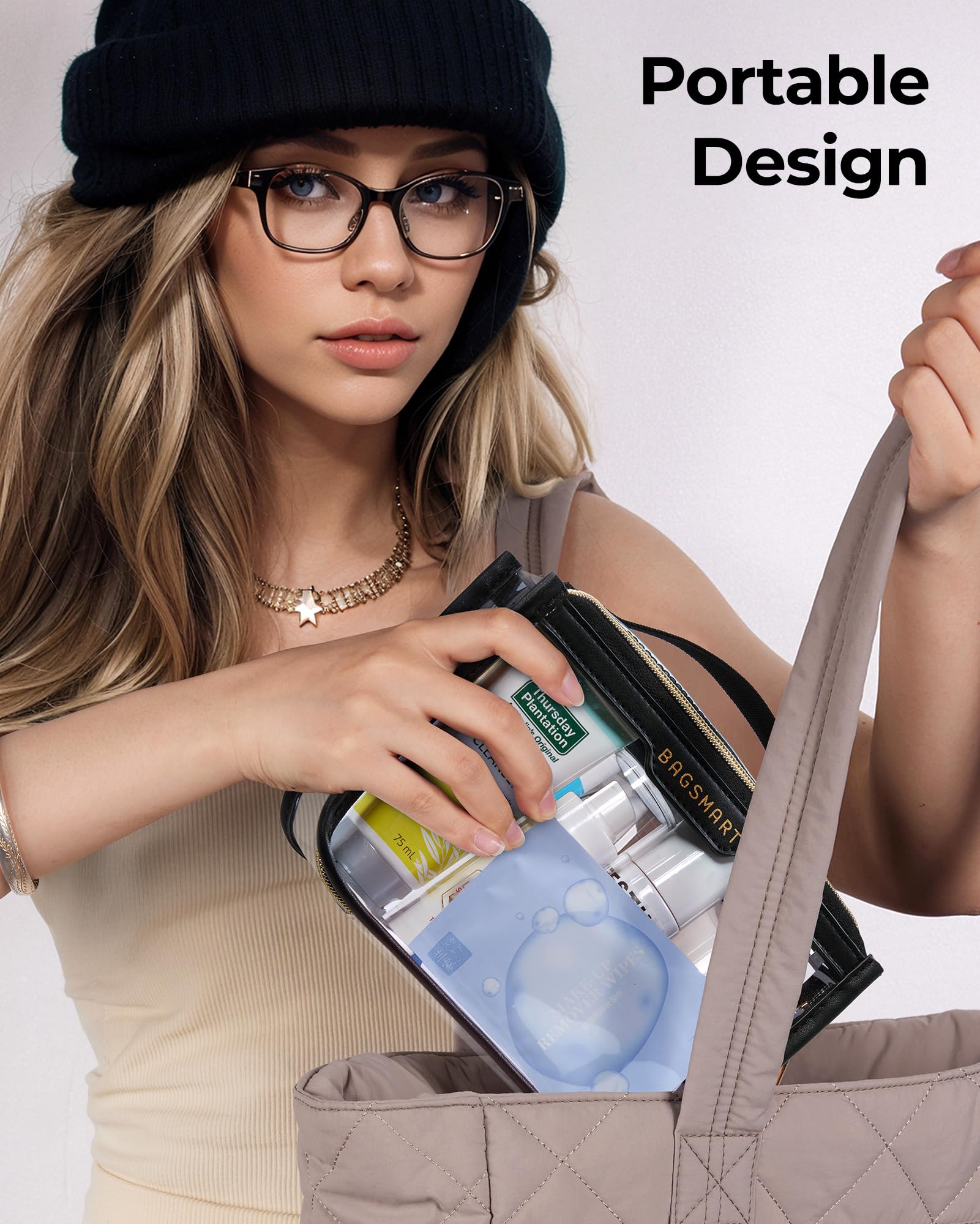 Foto 7 | Neceser De Maquillaje Bagsmart, Transparente, Para Mujer, Color Rosa - Venta Internacional.