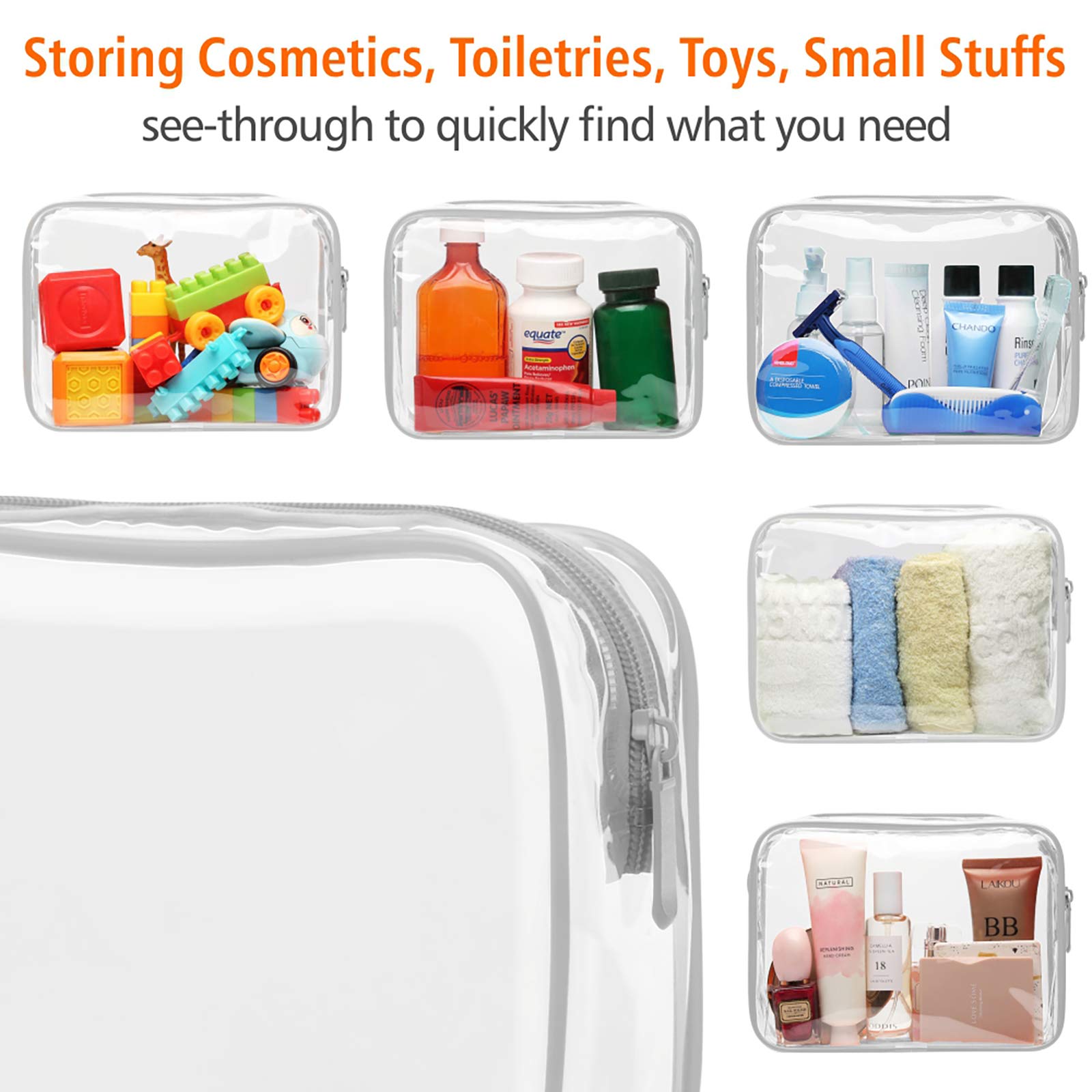 Foto 5 pulgar | Bolsa De Maquillaje Transparente Packism Impermeable Aprobada Por La Tsa, Paquete De 3 - Venta Internacional.