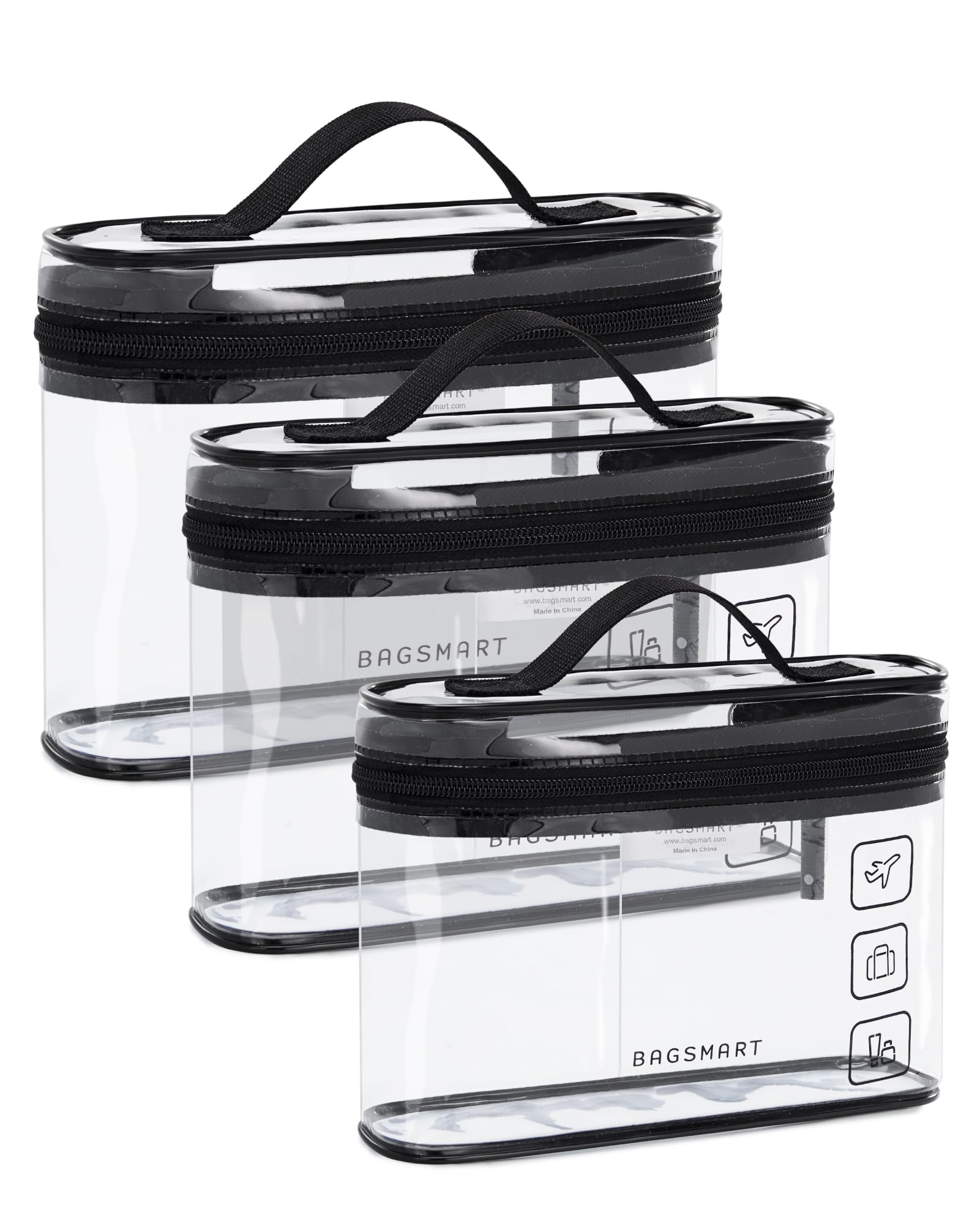 Foto 2 pulgar | Neceser Bagsmart Aprobado Por La Tsa, Paquete De 3 Unidades, Maquillaje Transparente, Negro - Venta Internacional.