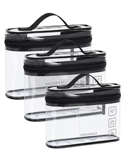 Foto 1 | Neceser Bagsmart Aprobado Por La Tsa, Paquete De 3 Unidades, Maquillaje Transparente, Negro - Venta Internacional.