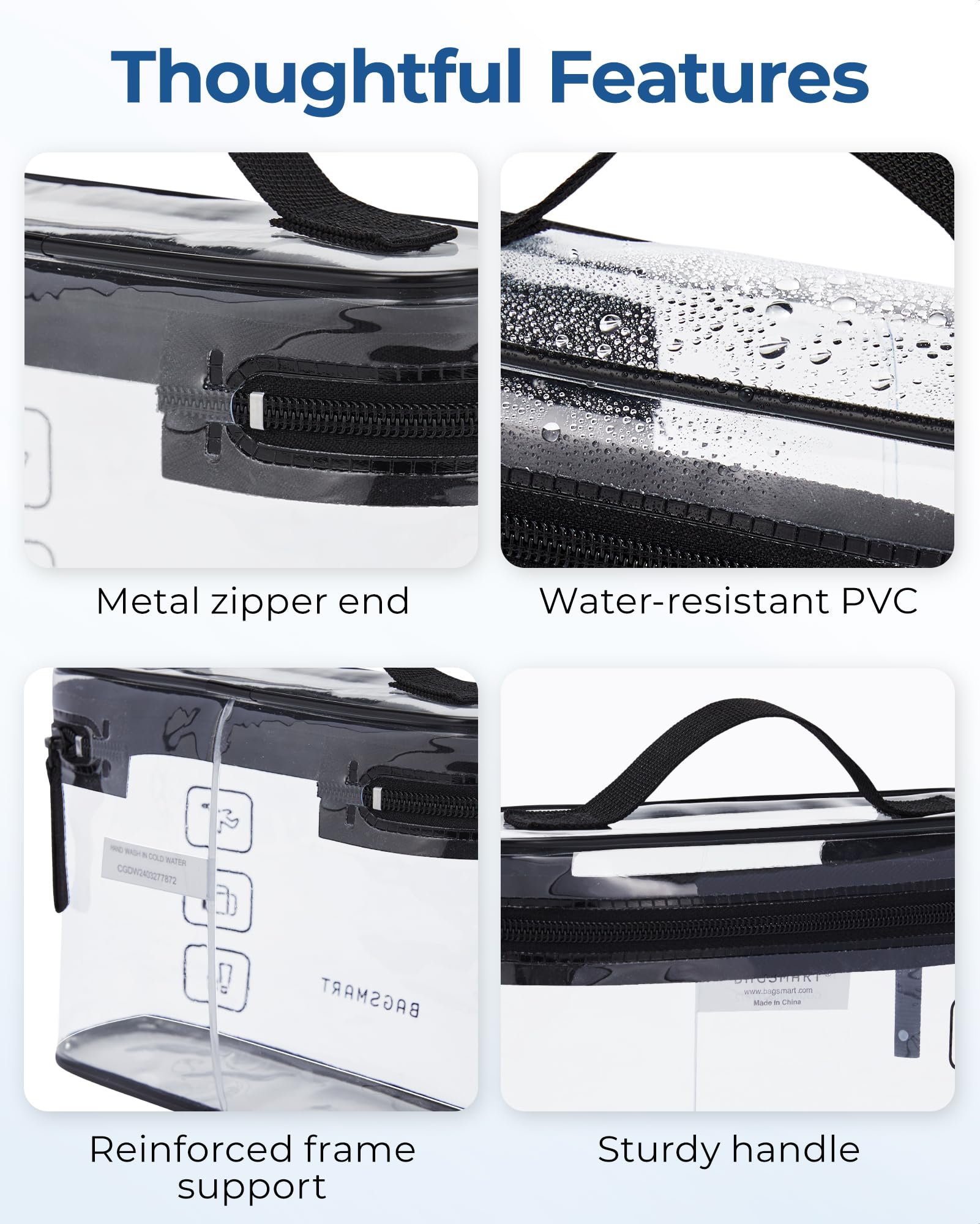 Foto 4 pulgar | Neceser Bagsmart Aprobado Por La Tsa, Paquete De 3 Unidades, Maquillaje Transparente, Negro - Venta Internacional.