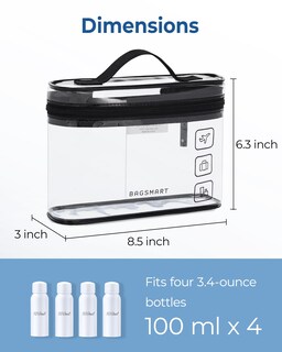 Foto 4 | Neceser Bagsmart Aprobado Por La Tsa, Paquete De 3 Unidades, Maquillaje Transparente, Negro - Venta Internacional.