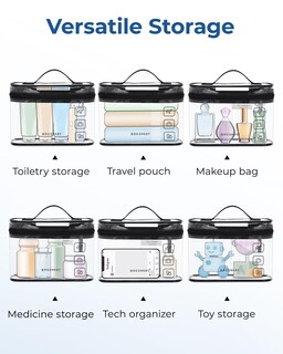 Foto 5 | Neceser Bagsmart Aprobado Por La Tsa, Paquete De 3 Unidades, Maquillaje Transparente, Negro - Venta Internacional.