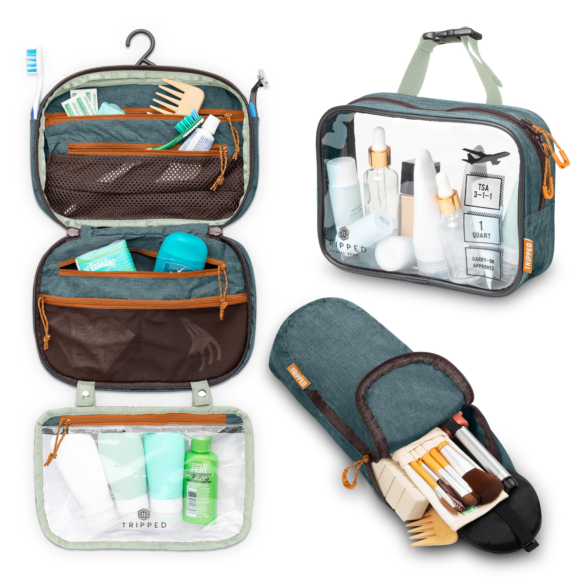 Foto 7 | Set De Neceser Tripped Para Colgar Artículos De Viaje, Color Verde - Venta Internacional.