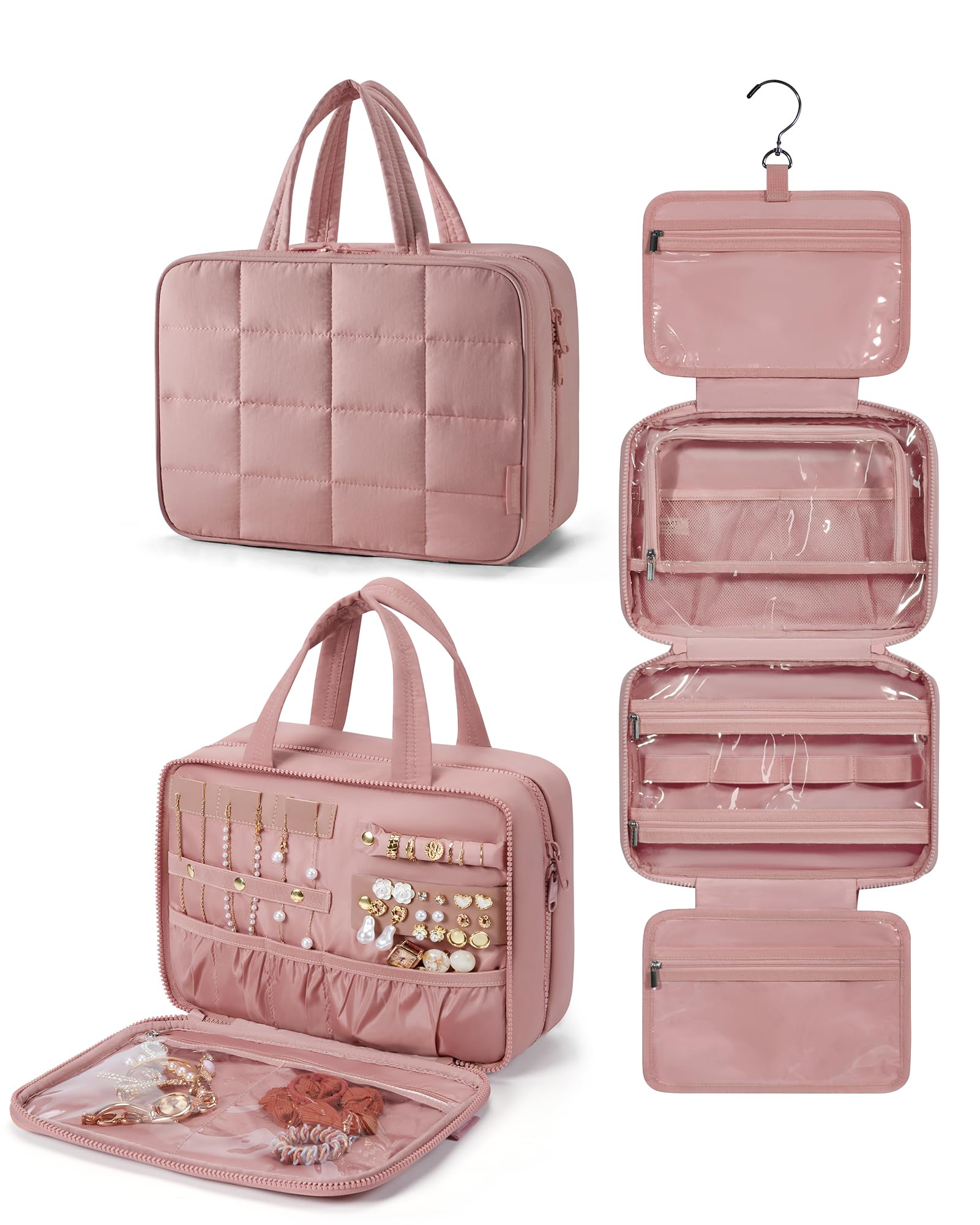 Foto 2 pulgar | Neceser Bagsmart Travel Con Organizador De Joyas, Color Rosa Oscuro - Venta Internacional.