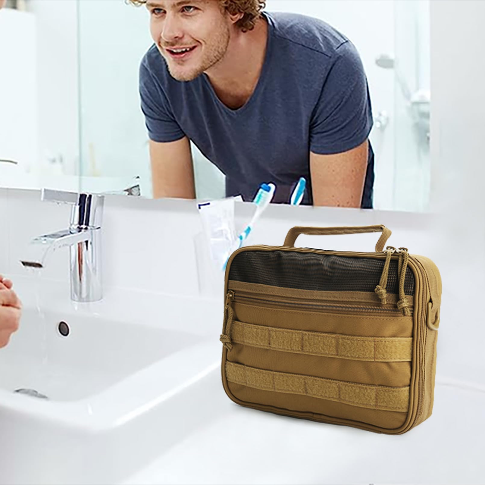 Foto 2 | Neceser Smont Tactical Para Hombre, Kit Dopp De Viaje, Color Marrón - Venta Internacional.