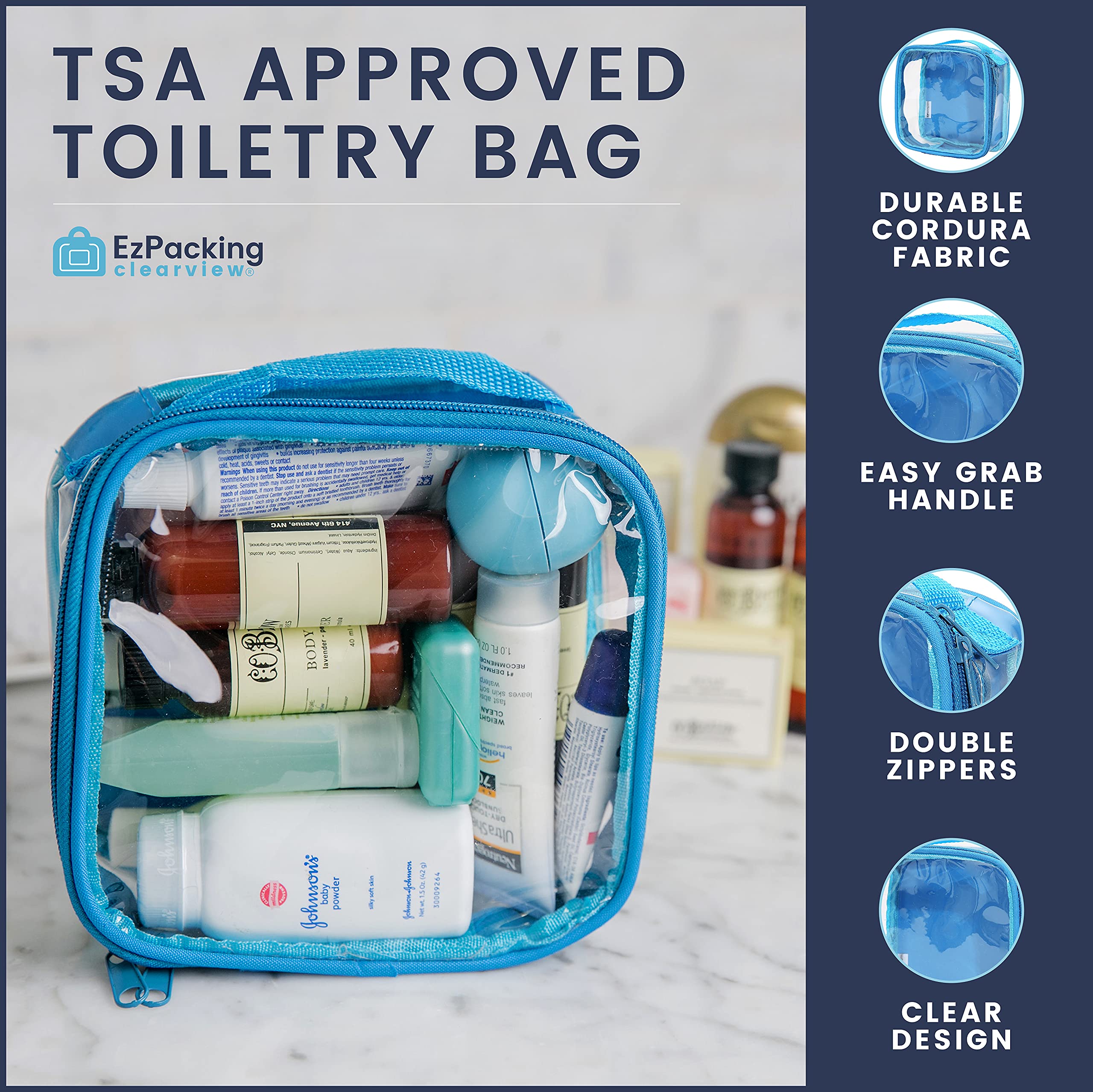 Foto 5 pulgar | Neceser De Viaje Ezpacking Transparente Aprobado Por La Tsa, Tamaño Cuarto De Galón - Venta Internacional.
