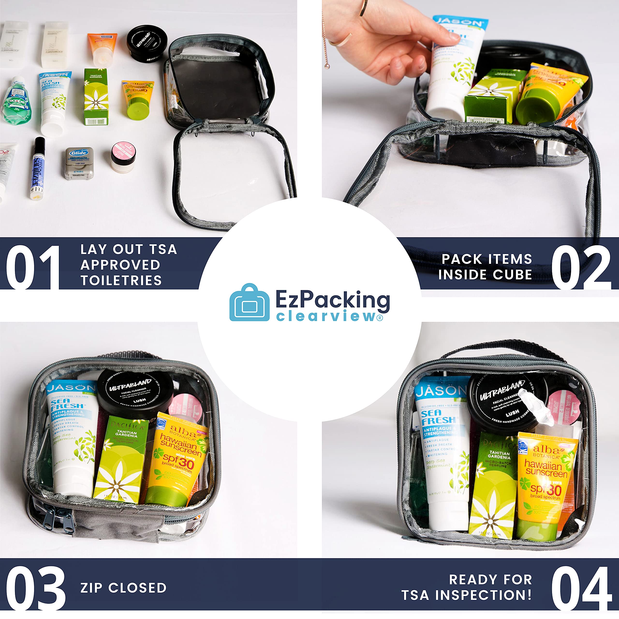 Foto 7 pulgar | Neceser De Viaje Ezpacking Transparente Aprobado Por La Tsa, Tamaño Cuarto De Galón - Venta Internacional.