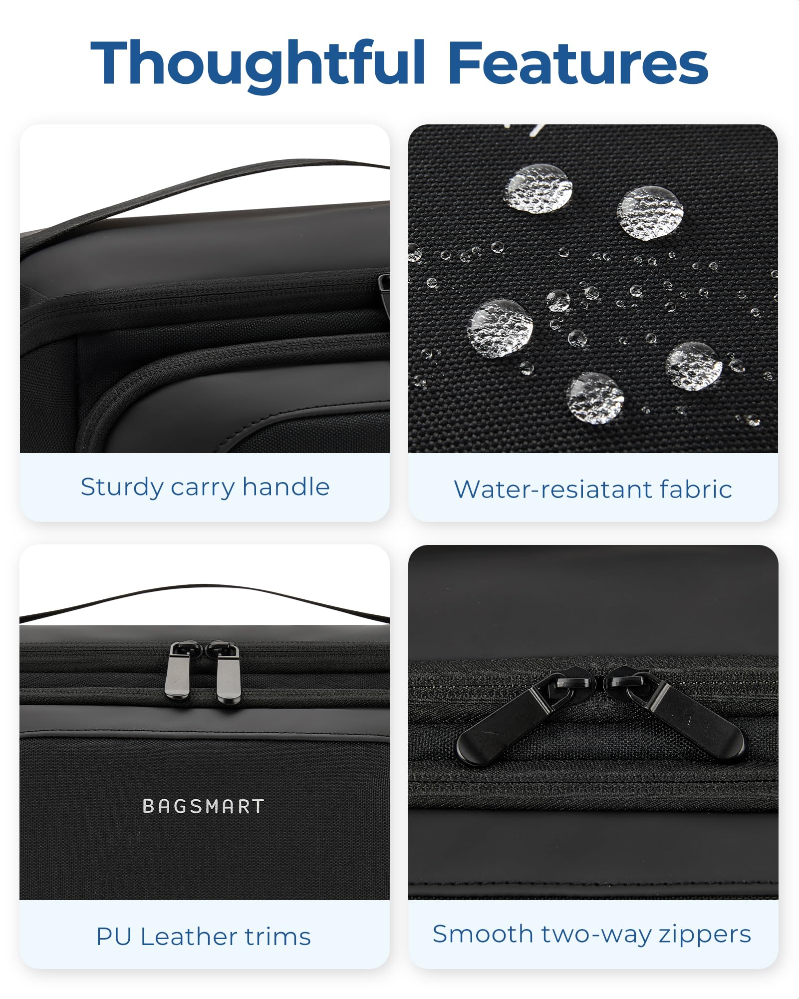 Foto 5 | Neceser Bagsmart Para Hombre Resistente Al Agua - Negro - Venta Internacional.