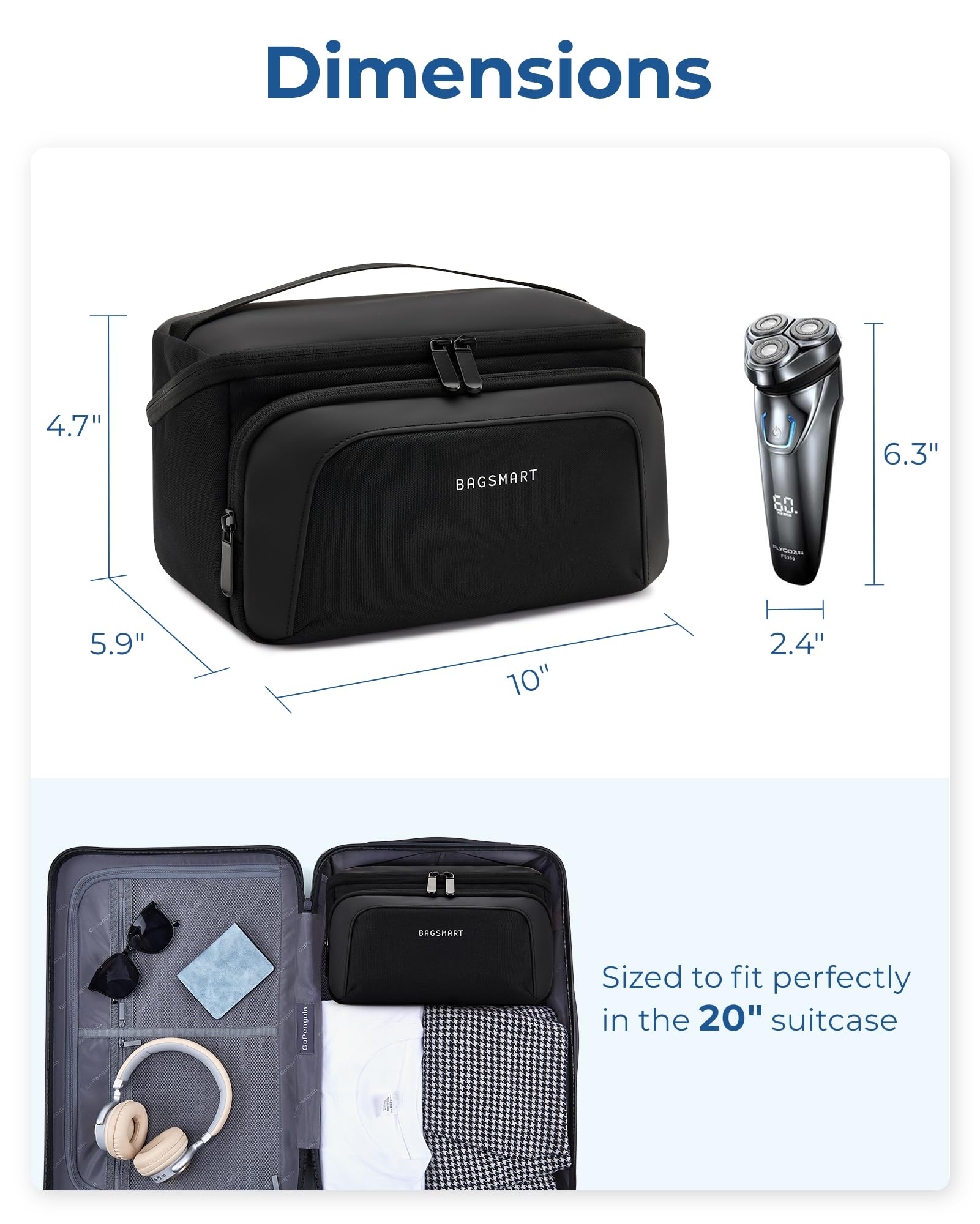Foto 6 | Neceser Bagsmart Para Hombre Resistente Al Agua - Negro - Venta Internacional.