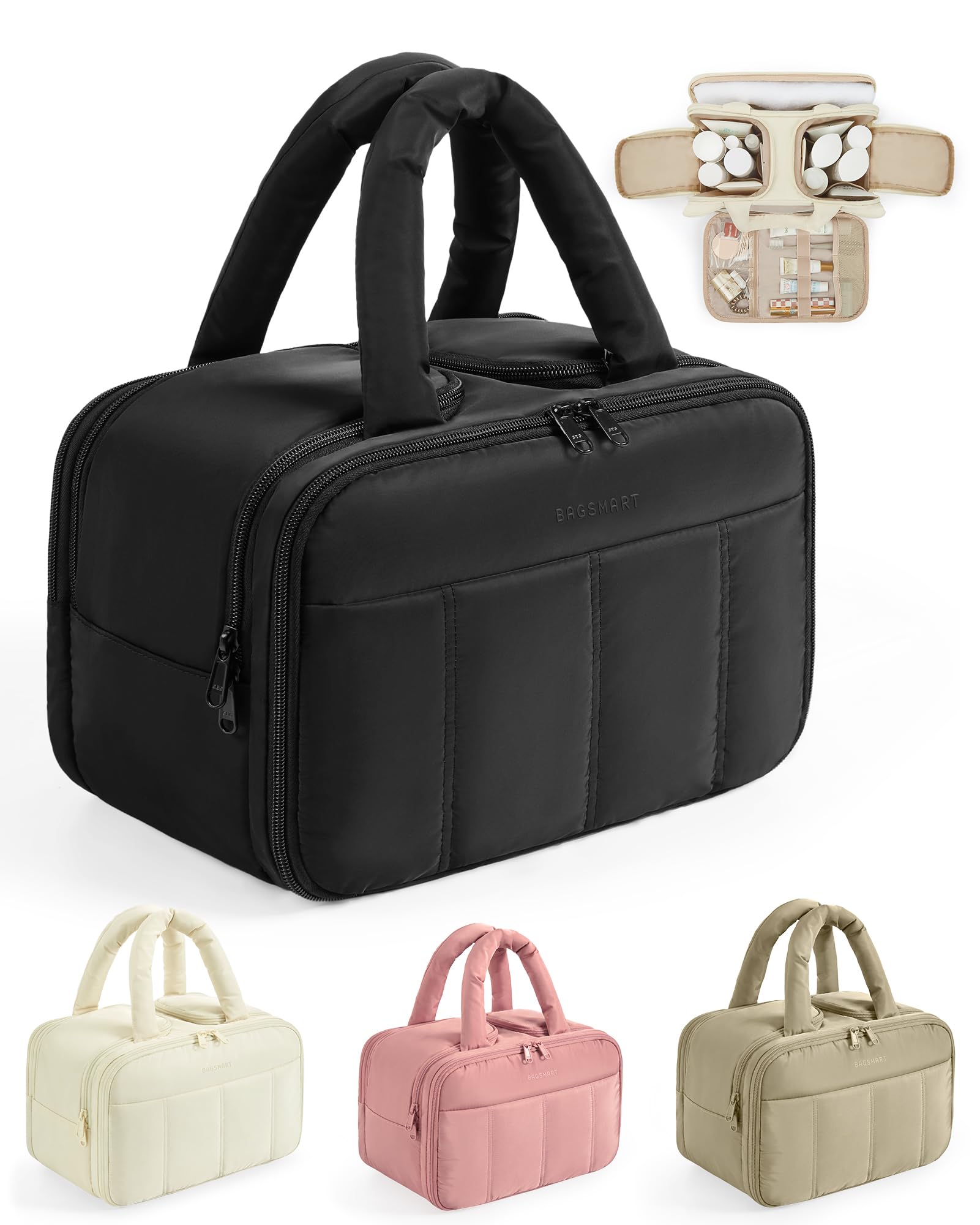 Foto 2 pulgar | Neceser Bagsmart Puffy Grande Para Mujer Con Asa Negro - Venta Internacional.