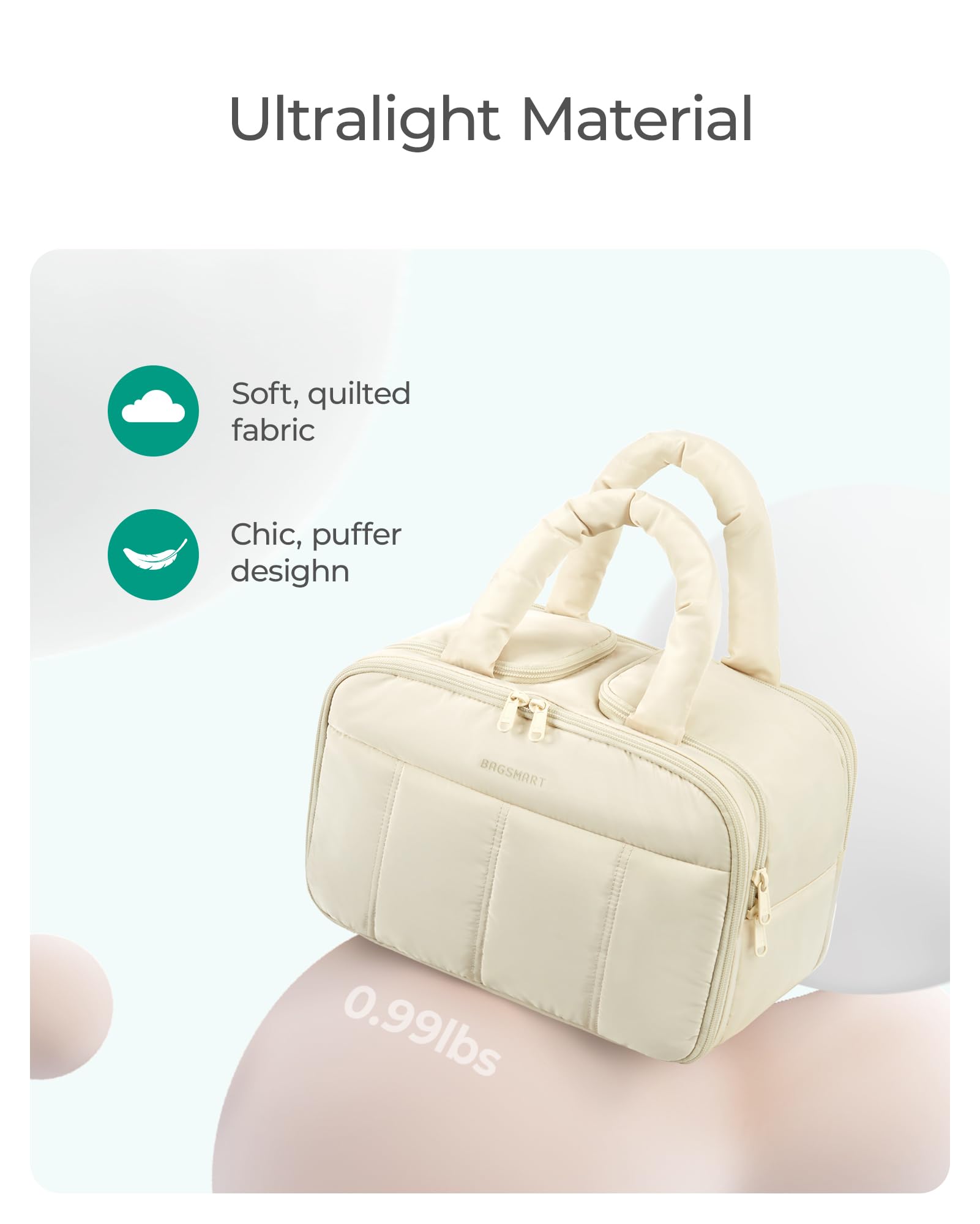Foto 4 pulgar | Neceser Bagsmart Puffy Grande Para Mujer Con Asa Negro - Venta Internacional.