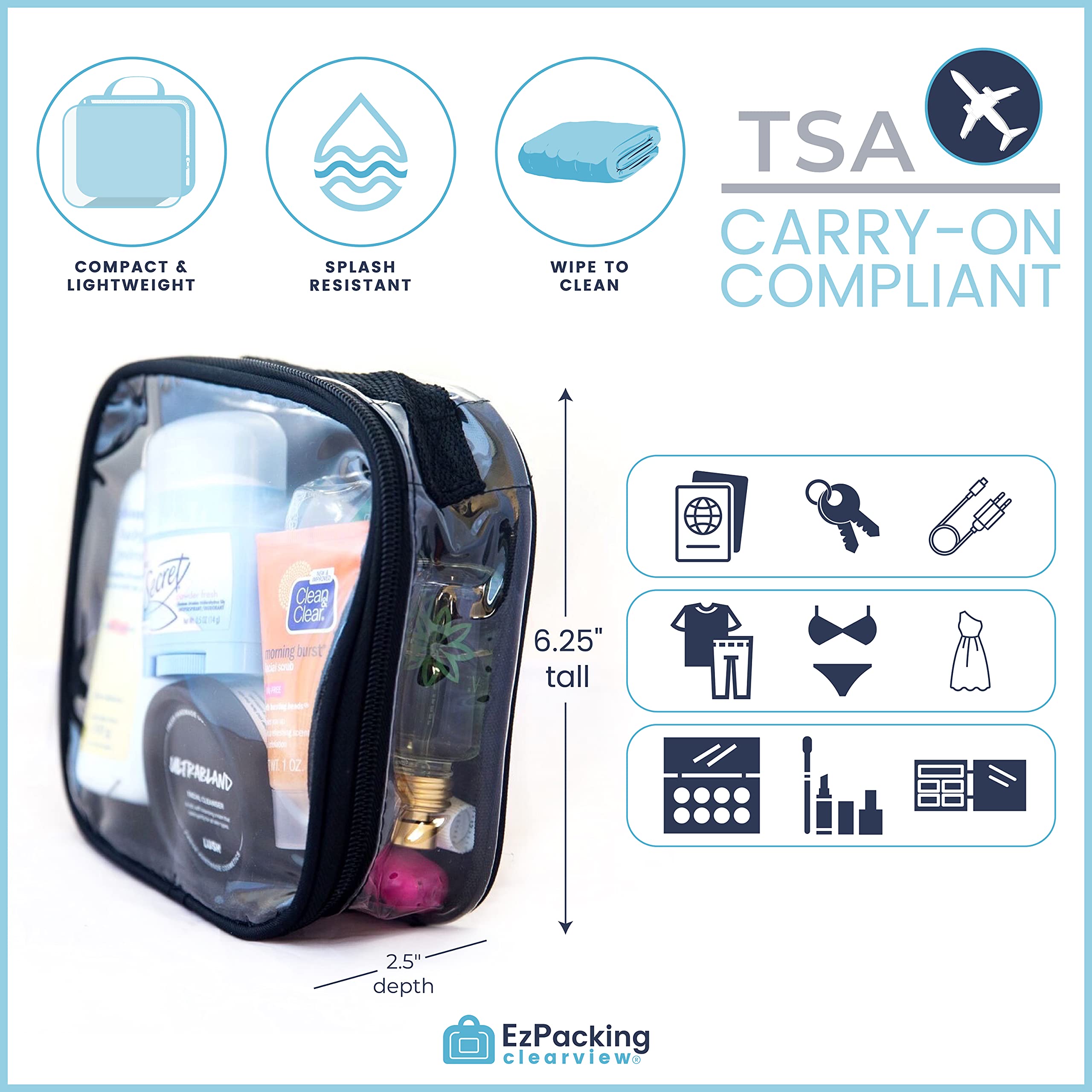 Foto 4 pulgar | Neceser De Viaje Ezpacking Transparente Aprobado Por La Tsa 3-1-1 (rosa) - Venta Internacional.