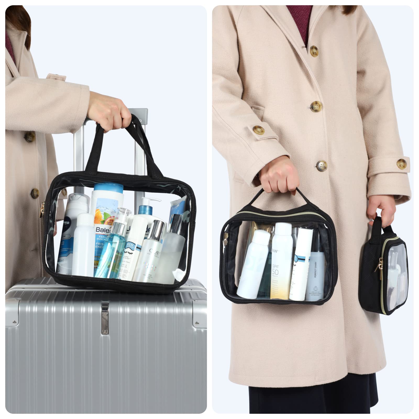 Foto 4 pulgar | Bolsas De Aseo Packism Clear, Paquete De 3 Con Asa, Impermeables, Negras - Venta Internacional.