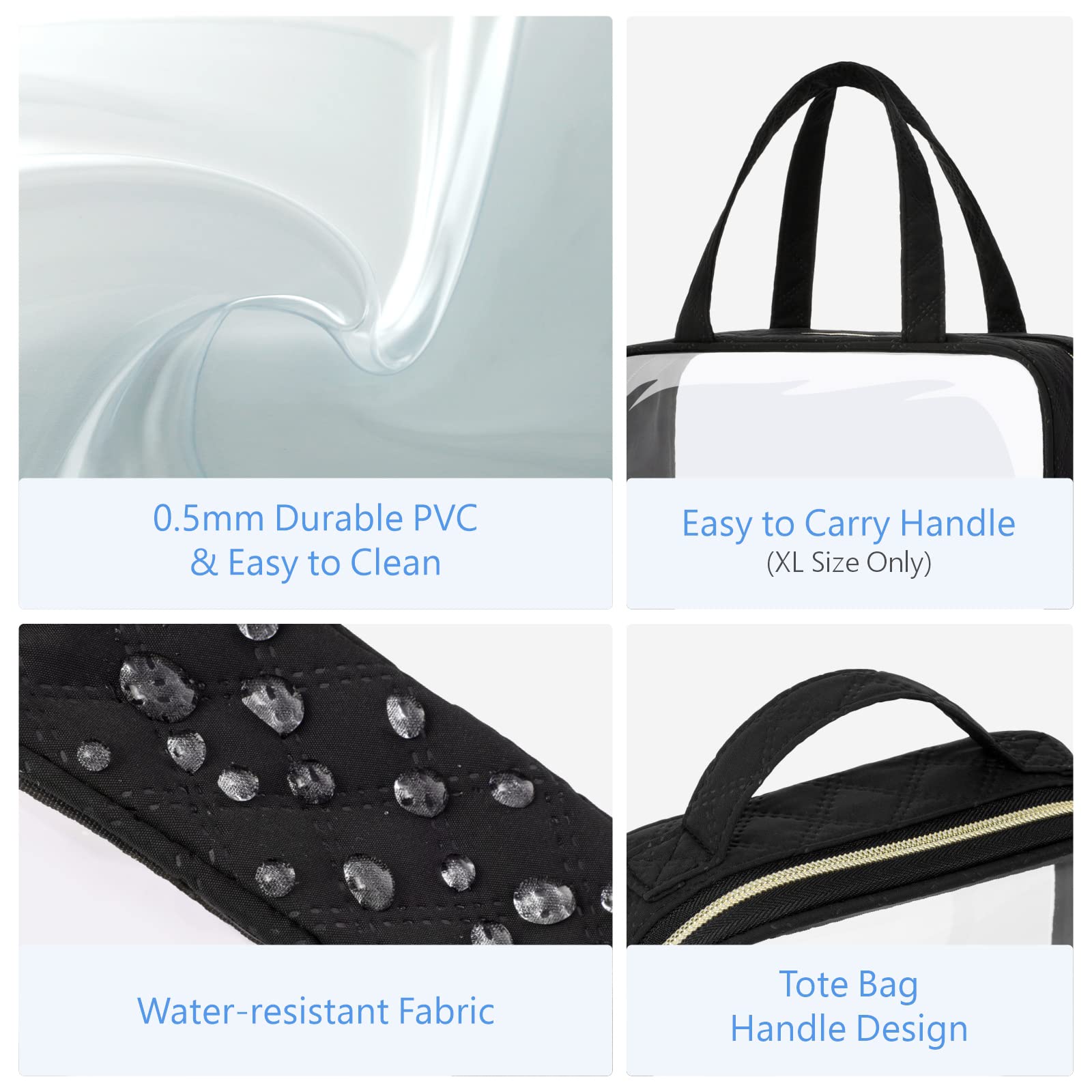 Foto 5 | Bolsas De Aseo Packism Clear, Paquete De 3 Con Asa, Impermeables, Negras - Venta Internacional.