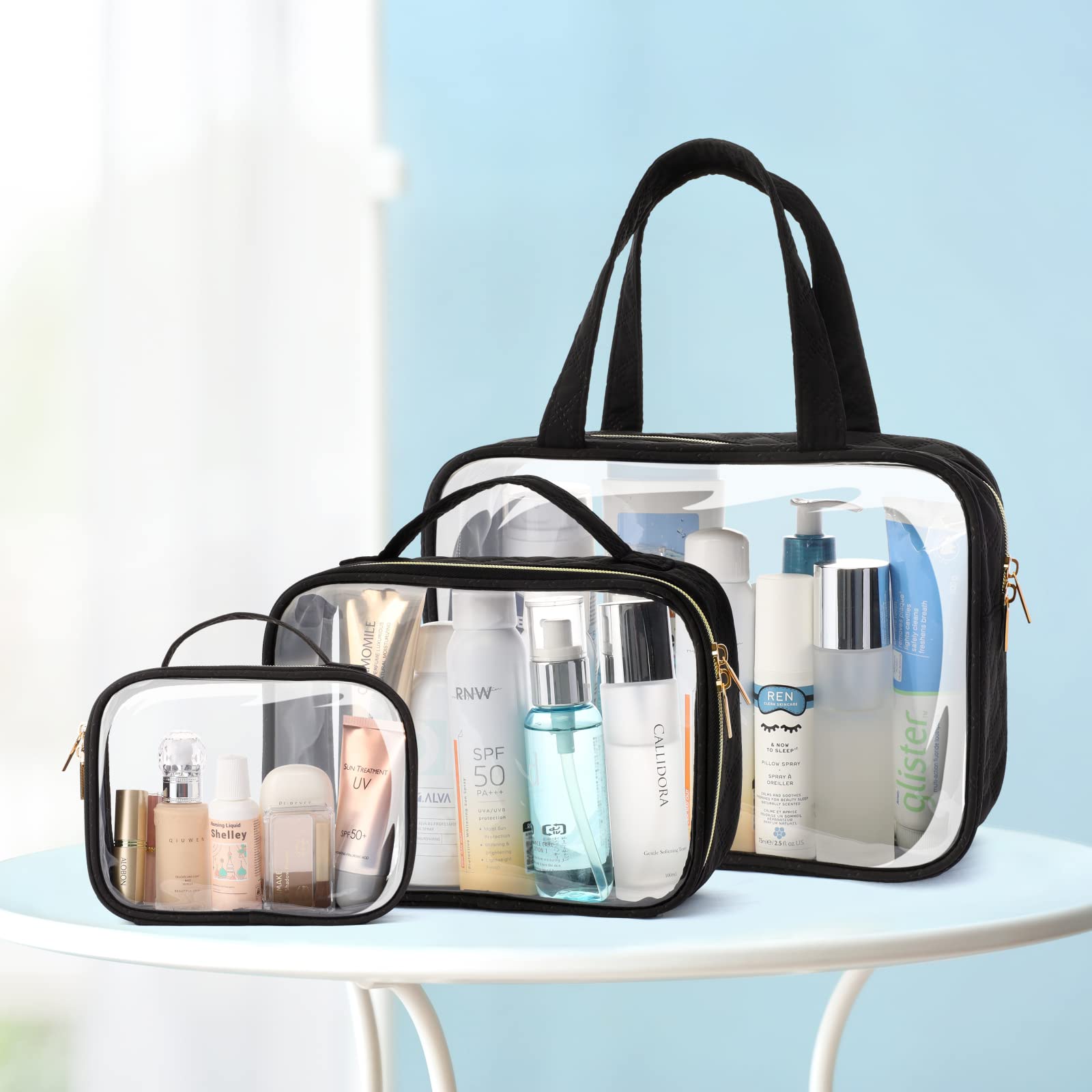 Foto 6 | Bolsas De Aseo Packism Clear, Paquete De 3 Con Asa, Impermeables, Negras - Venta Internacional.