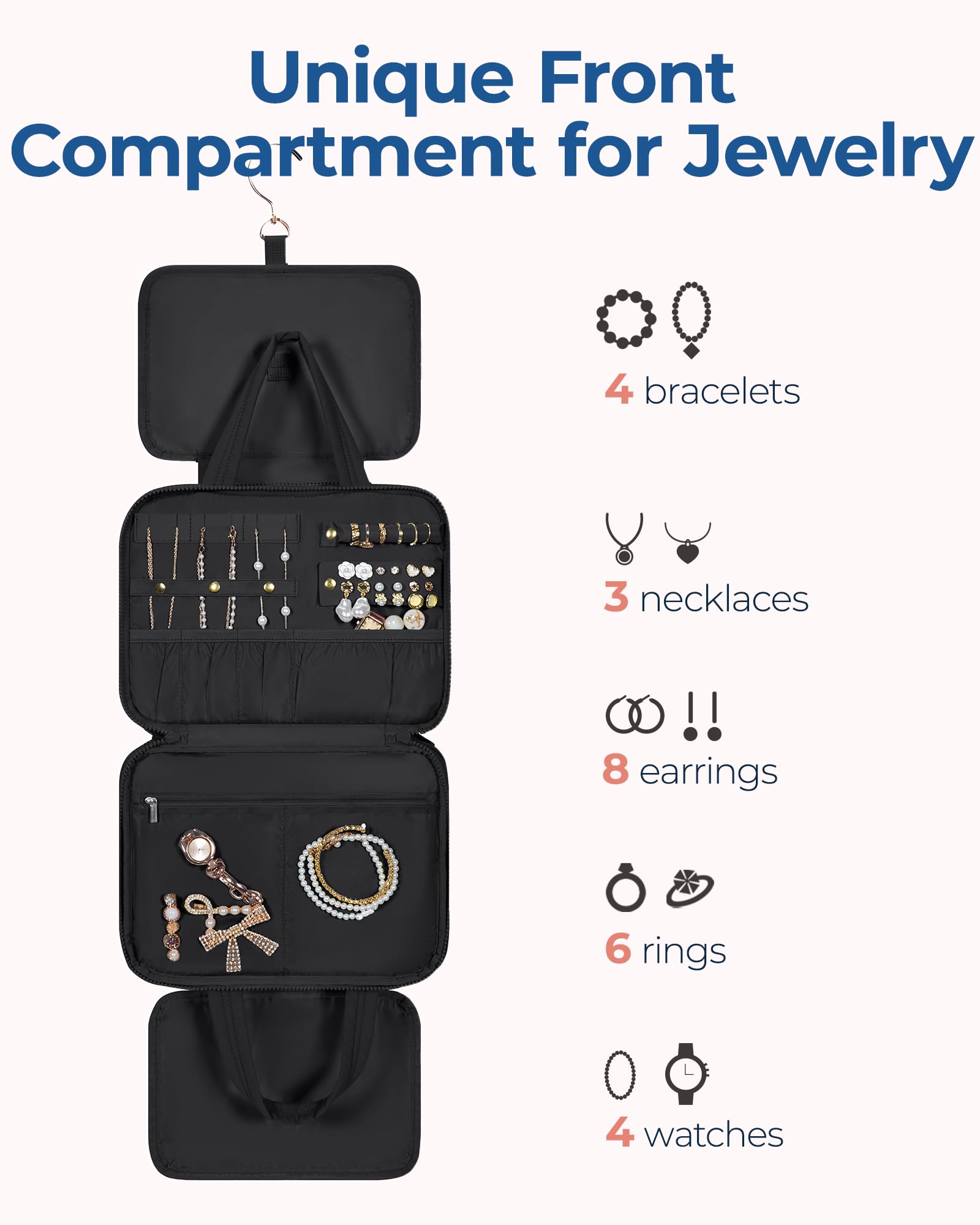 Foto 3 pulgar | Neceser Bagsmart Travel Con Organizador De Joyas Negro - Venta Internacional.