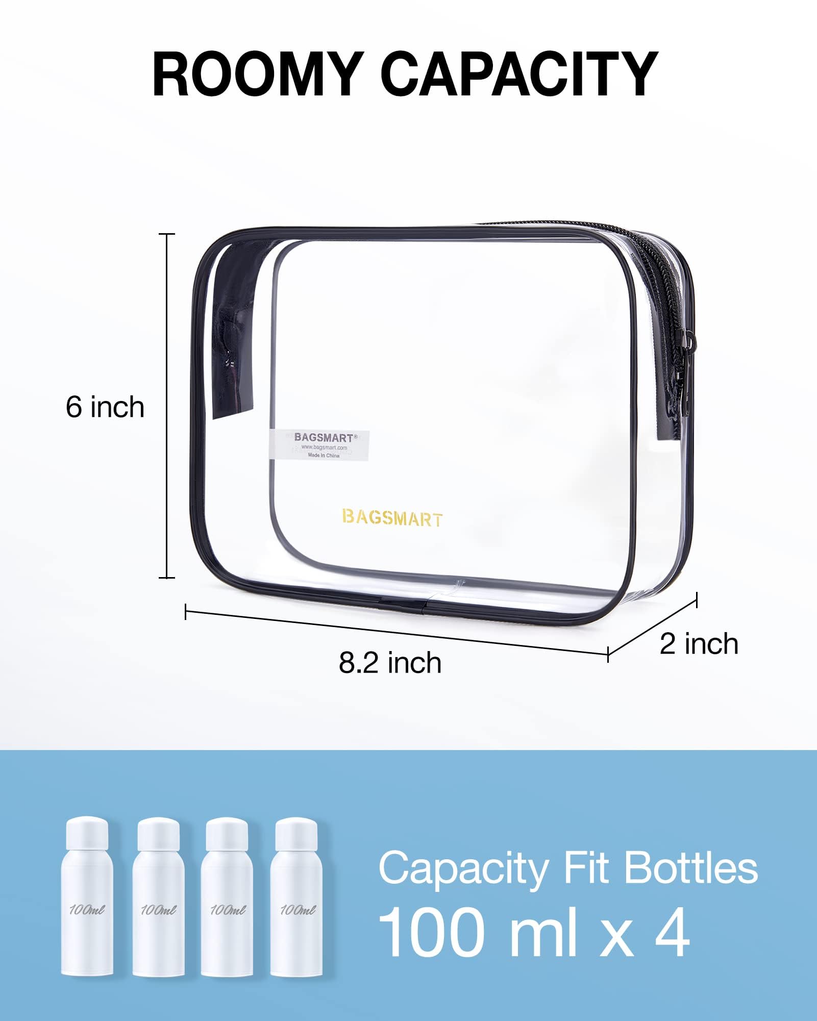 Foto 4 pulgar | Bolsa De Aseo Bagsmart Clear, 3 Paquetes Tsa, Resistente Al Agua - Venta Internacional.