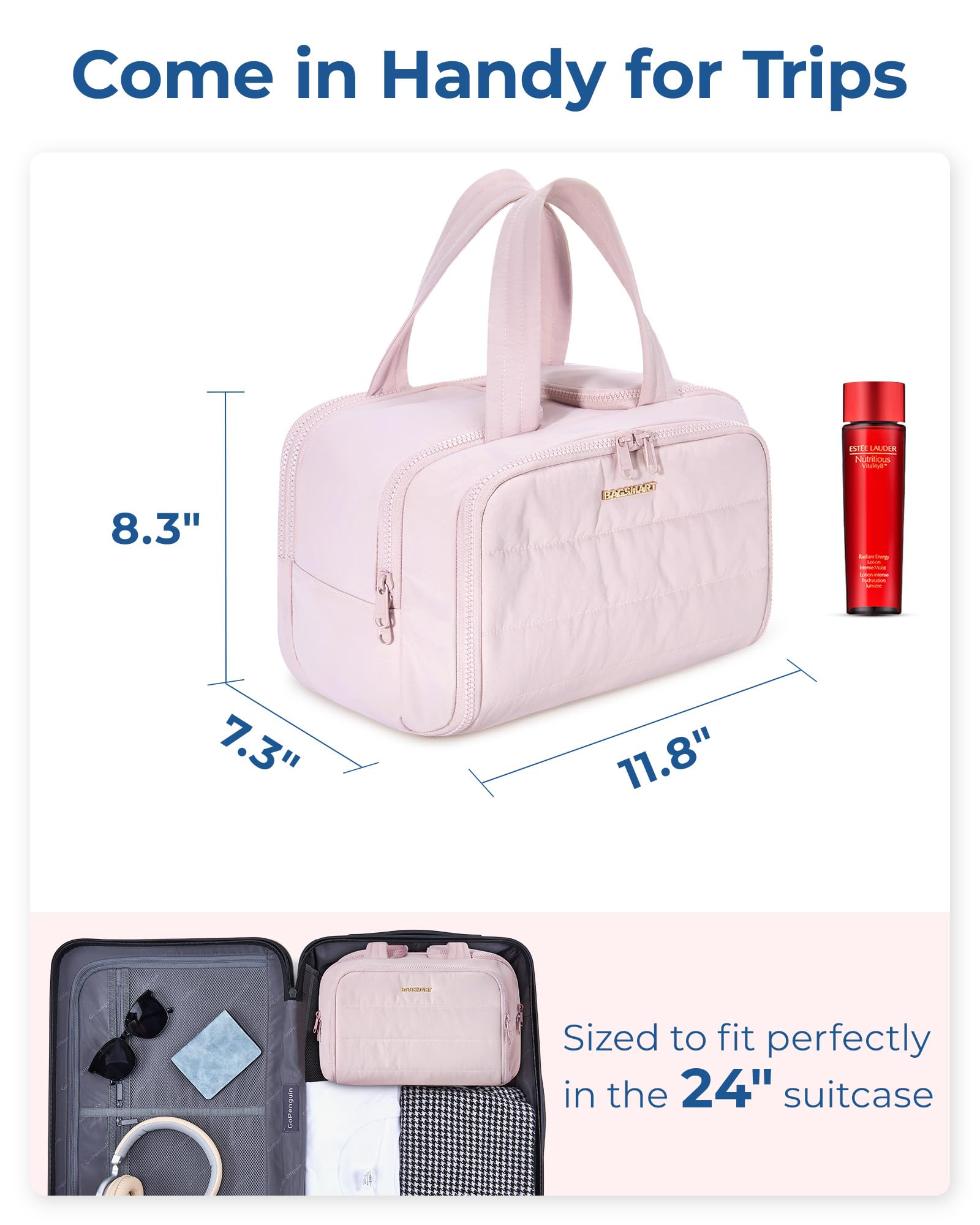 Foto 7 pulgar | Neceser Bagsmart Travel Ligero Grande Rosa Para Mujer - Venta Internacional.