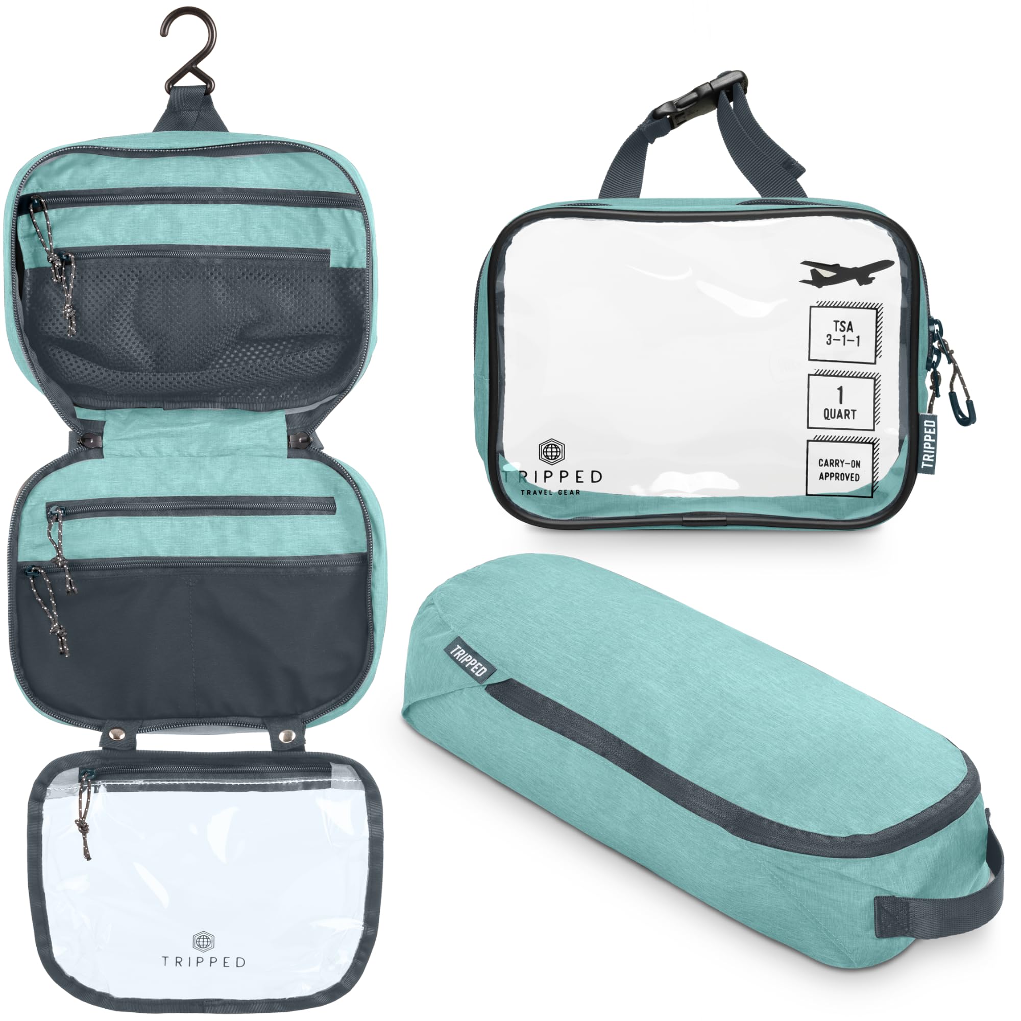 Foto 1 | Set De Neceser Tripped Para Colgar Artículos De Viaje, Color Verde Azulado - Venta Internacional.