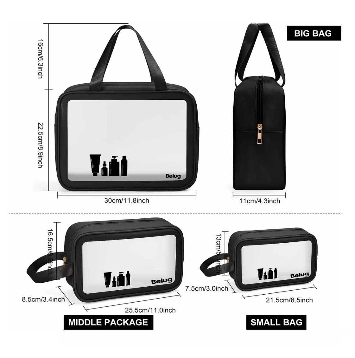Foto 2 | Estuches De Maquillaje Bolsa Cosmetiquera Set 3 Neceser, Belugnegro